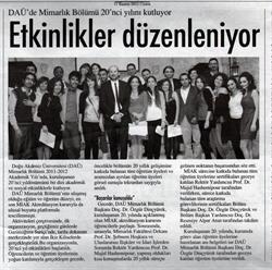 20th Anniversary of Foundation of the Department of Architecture (NEWS)